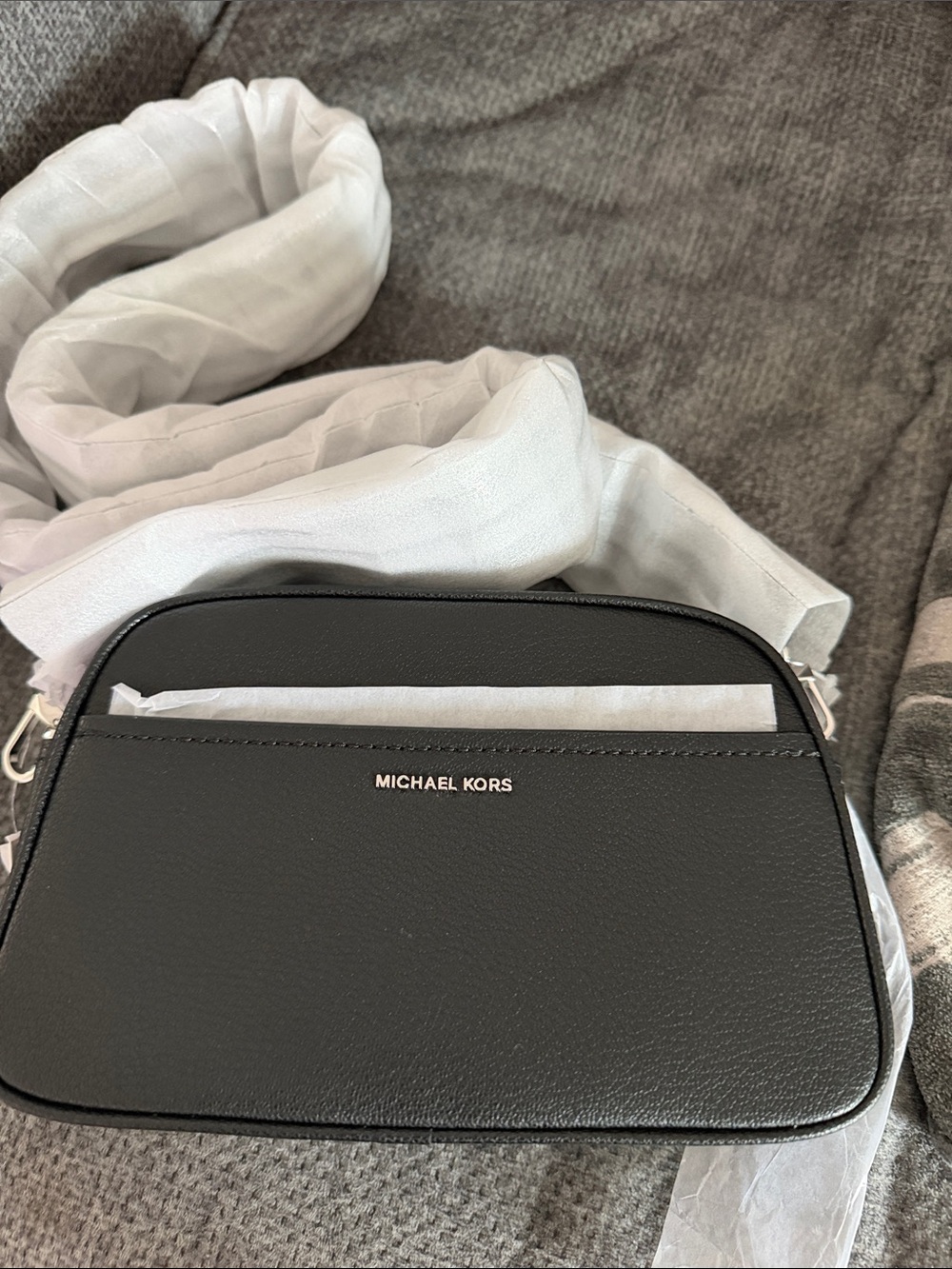 Michael Kors Black Crossbody Bag with Silver Logo